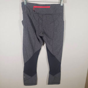 Lululemon Pace Rival Crop 22" Heather Gray Leggings Pink Lining Sz 6